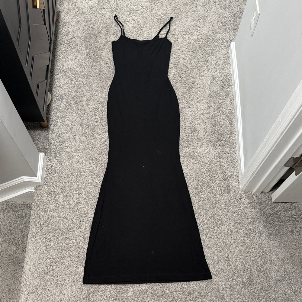 SKIMS Black Spaghetti-Strap slip Maxi Dress